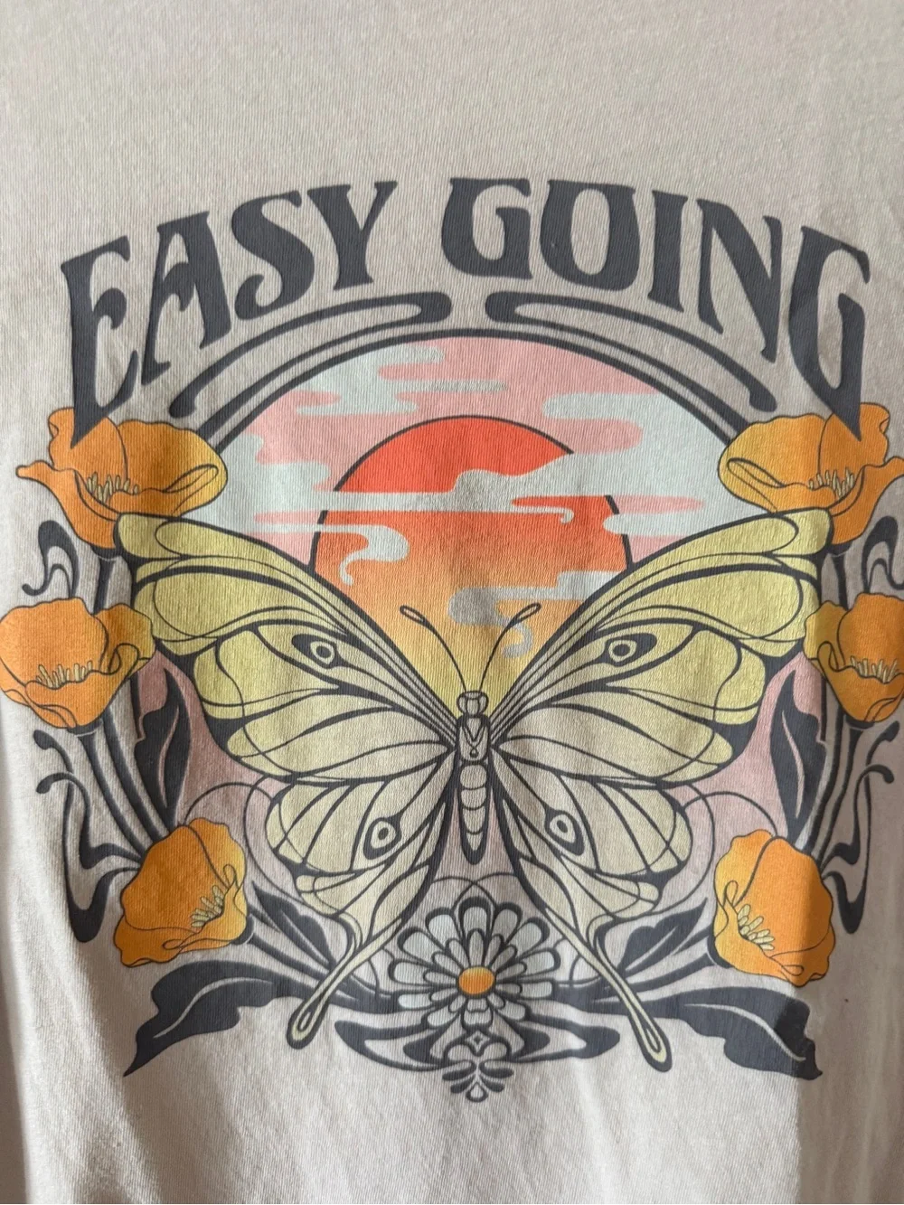 Old Navy Beige Crewneck Graphic Tee